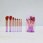ست براش ۷ عددی آرایشی رنگ صورتی با محفظه طرح جوجه و موهای متراکم